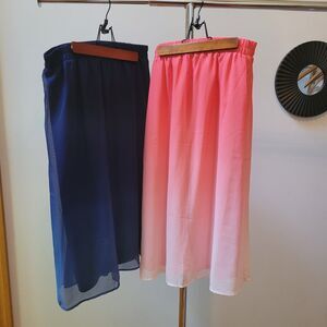 2 Old Navy Wmns Small 1 Pink And 1 Blue Ombre Layered Midi Skirt Lightweight